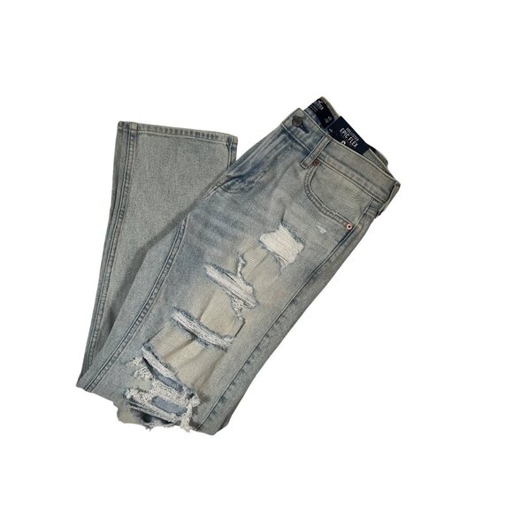 Hollister Men's Epic Flex Slim Straight Distressed Light Wash Jeans Size W31XL32 - Picture 3 of 5